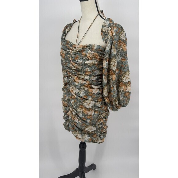 Hello Molly Basque Country Dress in Sage Floral Print Size 4 OffShoulder Sleeves - Picture 11 of 13